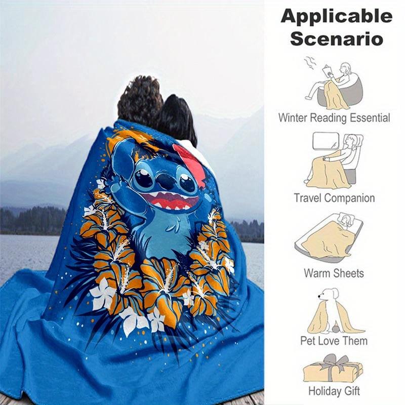 1pc Stitch Printing Blanket - Soft, All-Season Throw for Office Blanket, Personalized Gift with Adorable Cartoon Design