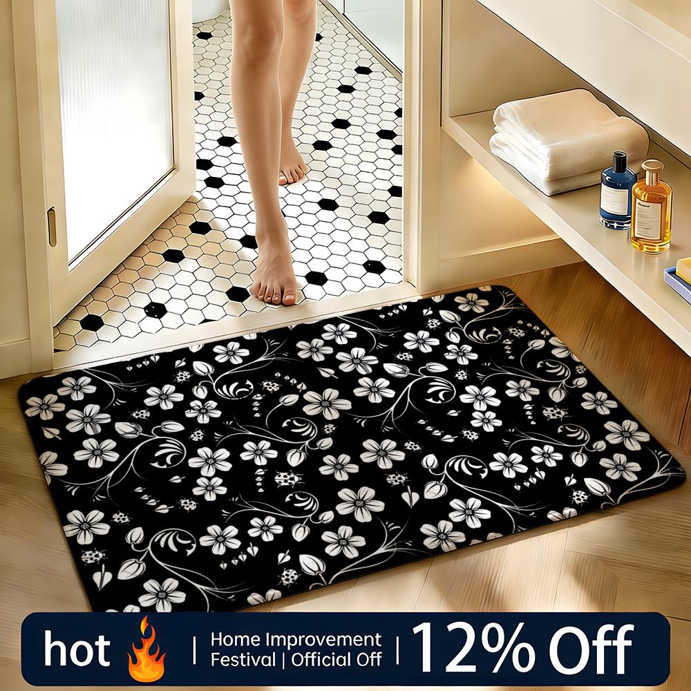 Soft Absorbent Non-Slip Rug MultiFloralDaisy Floor Mat Home Decor Doormat Bedroom Floor Mat Shower Carpet
