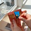 PU Leather Photo Wallet Keychain with Heart Cutouts Wrist Strap Organizer for Storing Pictures, Compact Gift for Photographers