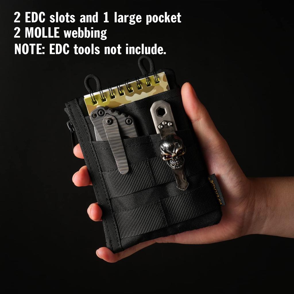 VIPERADE VE18 EDC Pouch for Pocket Organizer Pouch with 3 2 Zipper Velcro and Pouch Men, Slots, Pockets, Pouch, Multi-Tool (Black)