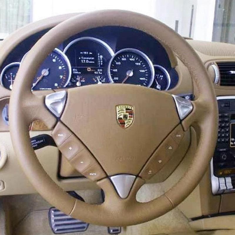 

Для Porsche Cayenne 2003-2010 Сделай сам Ручная прошивка Нескользящая Кожаная оплетка на руль автомобиля style 1