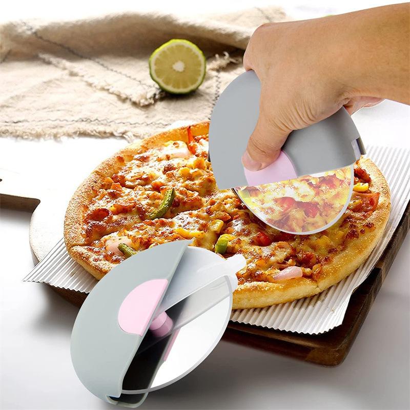 Washable Pizza Knife Household Kitchen Gadget Creative Round Roller Knife Stainless Steel Pancake Knife