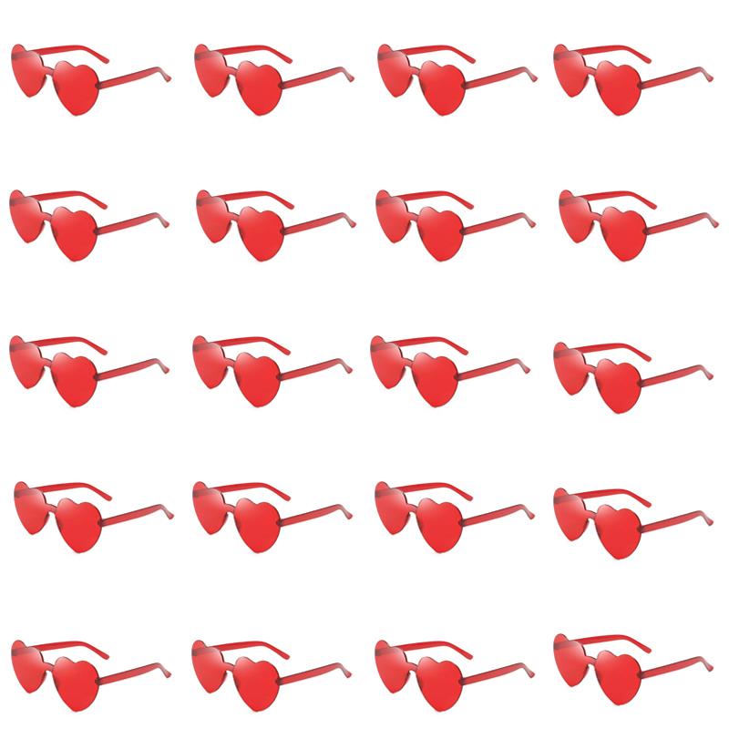 20 Pairs Per Set Heart Designer Fashion Sunglasses Candy Color Decor Shades Stylish Brand Beach Sun Glasses for Women's