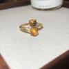 Real gold electroplated zircon tiger's eye open ring niche high-end index finger ring Maillard retro temperament jewelry