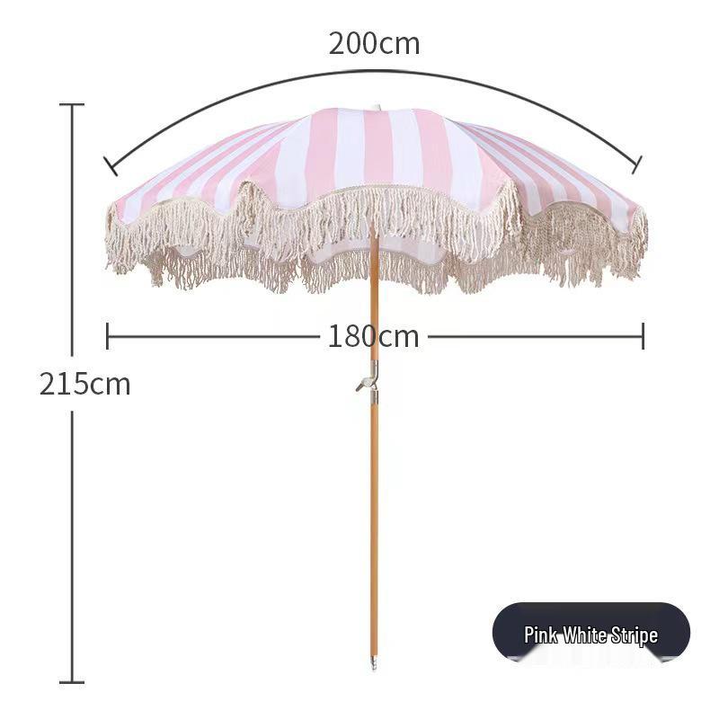 Outdoor Straw Thatch Sun Umbrella with Tassels for Villa Courtyard or Homestay