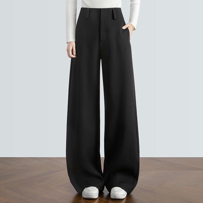 Cypress House Women's Wool Blend High-Waisted Wide-Leg Pants