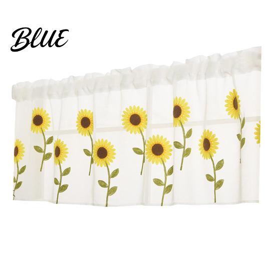 Sunflower Curtain Embroidered for Home Sheer Short Decorative Polyester Tulle
