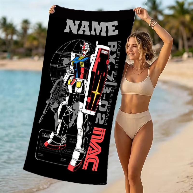 Customizable personalized beach towels Mobile Suit Gundam themed designs.Suitable for the beach, yoga, sports;ideal as beach accessories