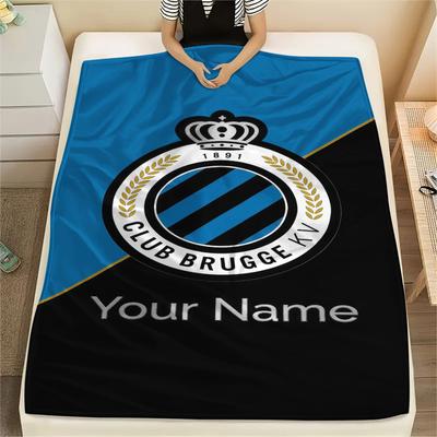 1 Stück Individueller Name Club Brügge K.V Gemustert Flanell Decke Geeignet für Alle Jahreszeiten für Heimdekoration Wärme und Komfort Geschenke Feiertagsgeschenk -HE108