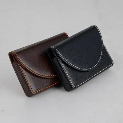 1PCS PU Leder Kredit Visitenkarte Halter Brieftasche männer Kreditkarte Fall Schwarz Braun Große Kapazität Karte Halter geldbörse