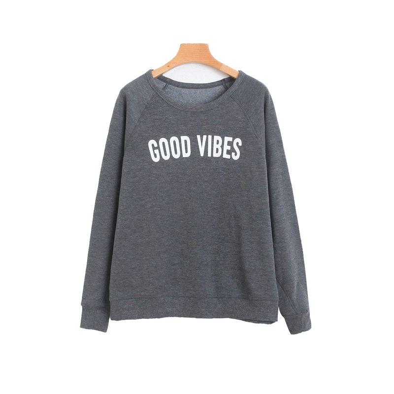 

Осенний новый повседневный флисовый свитер с принтом большого размера, стройнящий фигуру Image color M