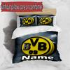 Juego de funda nórdica de 3 piezas (1 funda de edredón + 2 fundas de almohada, sin núcleo), Juego de Ropa de Cama con Patrón de Borussia Dortmund y Nombre Personalizado, Regalo de Decoración para Dormitorio del Hogar