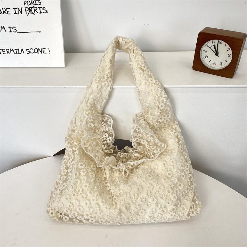 Lace Daisy Canvas Bag Tote Bags for Women Trendy Shoulder Bag Shopping Bags Mother Kids Bag Class Bags for Girl Bolsos De Mujer