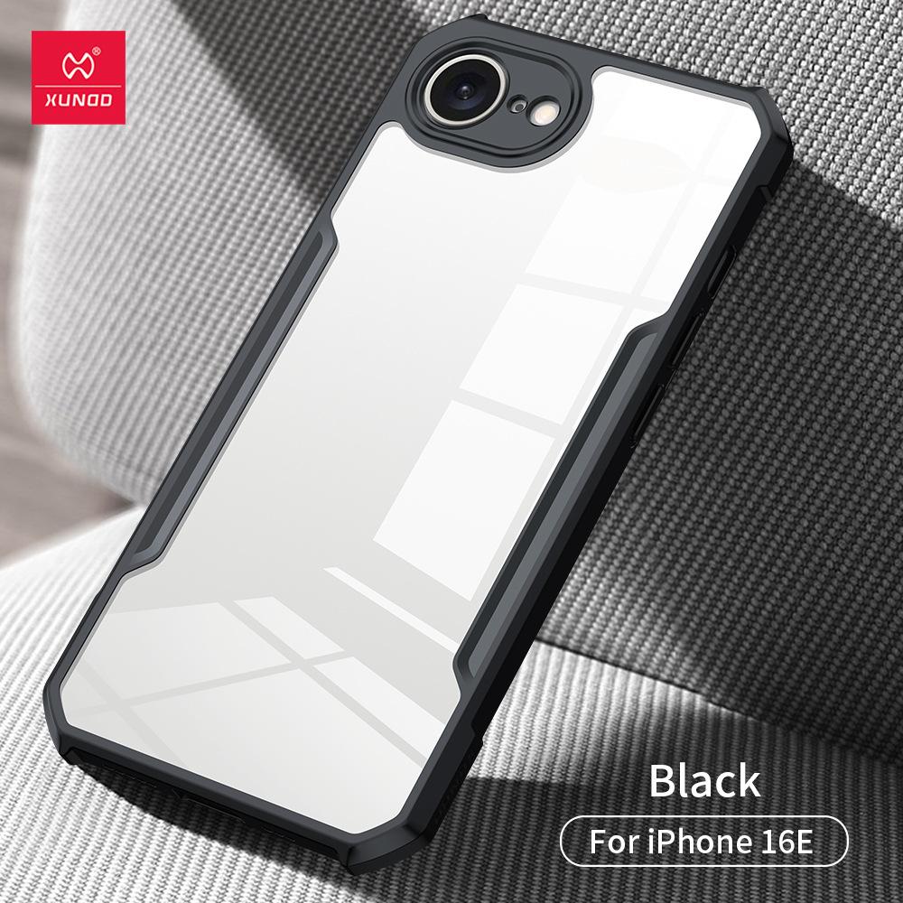 

XUNDD For Apple iPhone 16e Case Airbag Shockproof Bumper Protective Case Transparent Phone Cover Luxury Casing For iPhone 16 e For iPhone 16e чорний