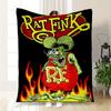 Rat Fink Classic T-Shirt - Green Monster with FlamesBlanket Flannel Throw Blanket for Sofa, Bed, Travel, Camping, Office, Couch, Chair, And