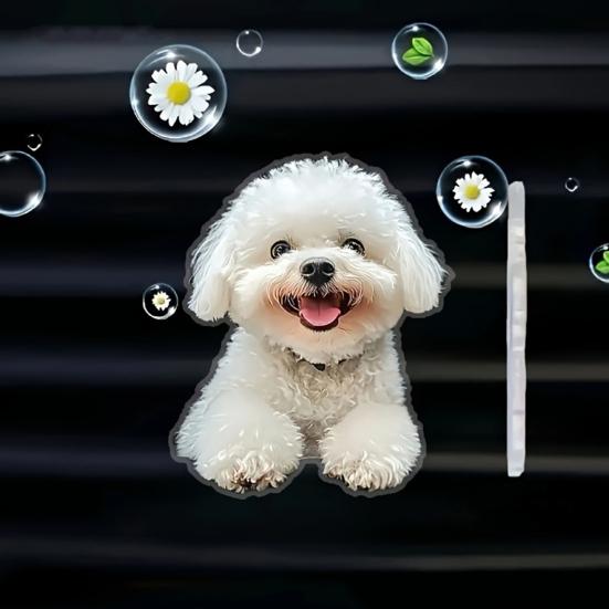Car Outlet Ventilation Perfume Clips 2D Acrylic Auto Air Vent Clip Cute Smiling White Dog Hanging Ornament with Fragrance Diffuser