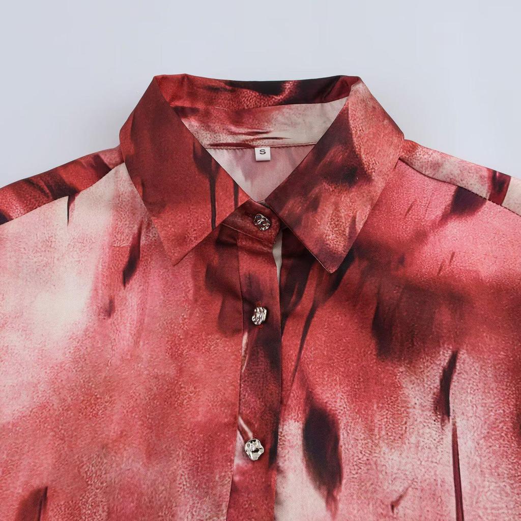 2025 Spring Women's Tie-Dye Single-Breasted Long-Sleeve Shirt