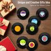 Round Solid Wood Coasters Set Retro Elk/Vinyl Record Coasters, Decorative Wooden Cup Mats, Insulated Table Gift Ideas for Cabin And Bar Decor Mat, Non