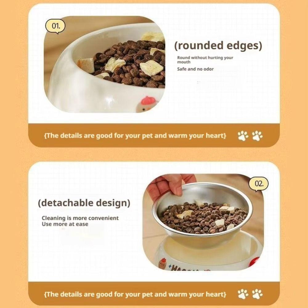 Stainless Steel Pet Bowl Dopamine Detachable Dog Bowl High Feet Non-slip Cat Bowl Protects Cervical Spine for Kittens And Dogs