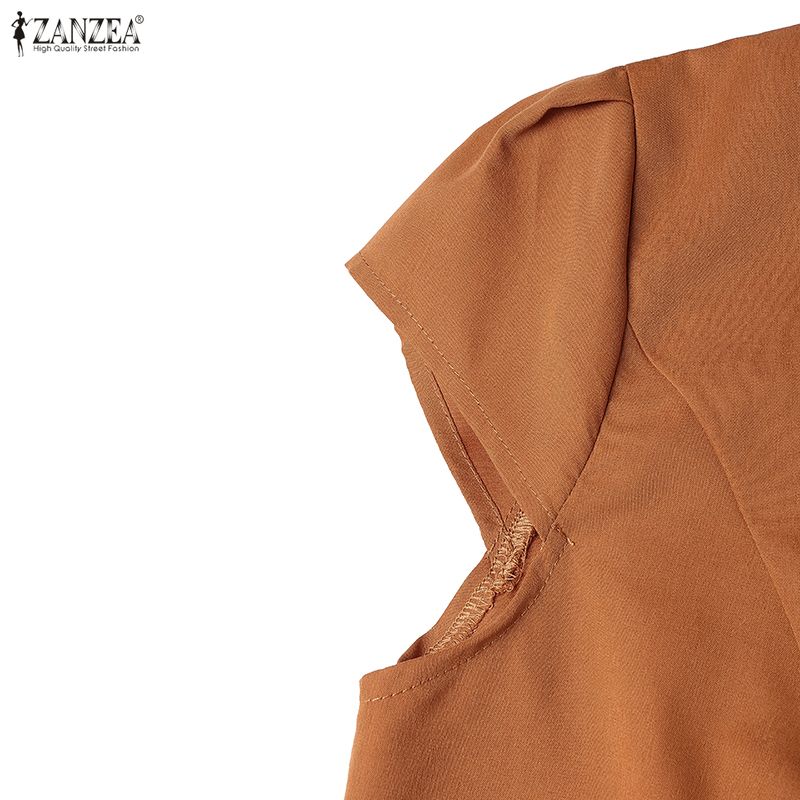 ZANZEA Women Short Sleeve Blouse and Long Pants Casual Two Piece Suit Sets