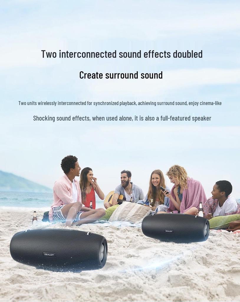 Zealot S67 Portable Outdoor Bluetooth Subwoofer Speaker