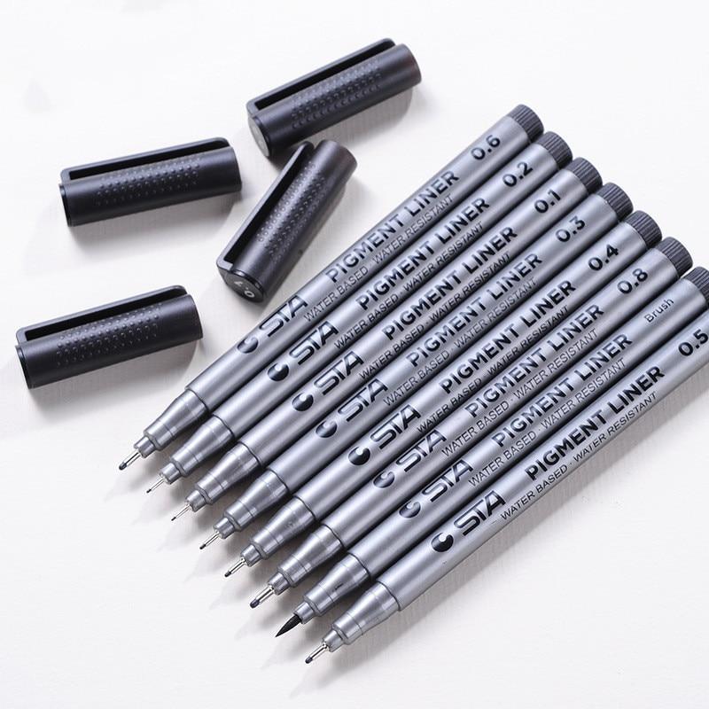 1 PC Porous-Point Pens Pigment Liner Micron Ink Marker Pen Different Tip Black Fineliner Sketching Pens Art Supplies