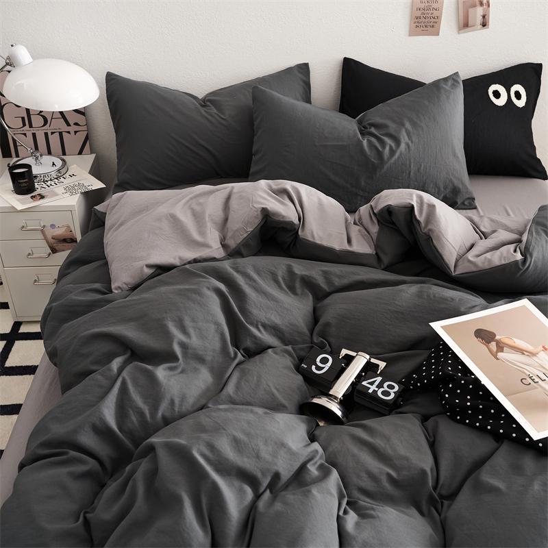 

Надзвичайно м який двоколірний комплект постільної білизни з праної бавовни для односпального/двоспального ліжка - 180x220 см 150x200cm Duvet Cover