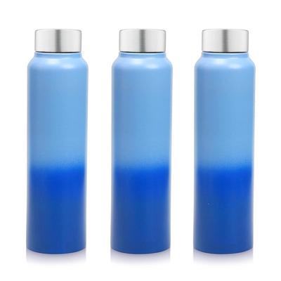 Ανοξείδωτο Μπουκάλι Νερού 1 Λίτρου Για Παιδιά, Αγόρια, Κορίτσια, Μπουκάλια 1 Λίτρου Για Γυμναστήριο, Χρήση στο Ψυγείο, Σχολείο & Γραφείο (Κάλυμμα Ατσαλιού - Σετ 3 τεμαχίων, Μπλε Μπλε)
