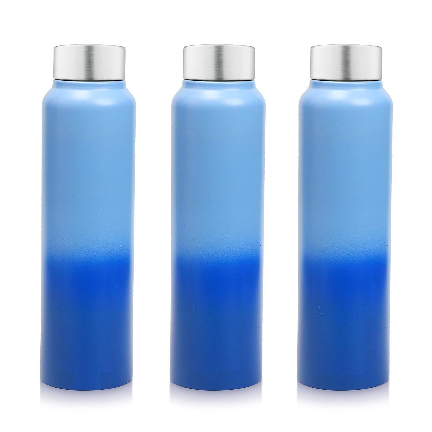 

Бутылка для воды из нержавеющей стали 1 л для детей, мальчиков, девочек, бутылки 1 литр для спортзала, использования в холодильнике, школы и офиса (Стальной колпачок - Набор из 3 штук, Синий Синий)