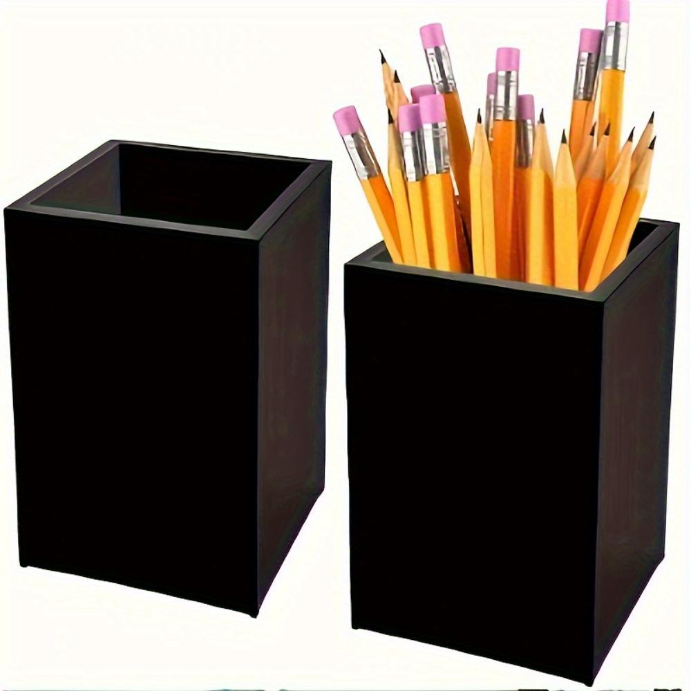 1pc Black Pen Holder-Modern Desktop Organizer with Pen Storage Compartments,Pencil Holder,Eraser Slot,Durable Lightweight Design