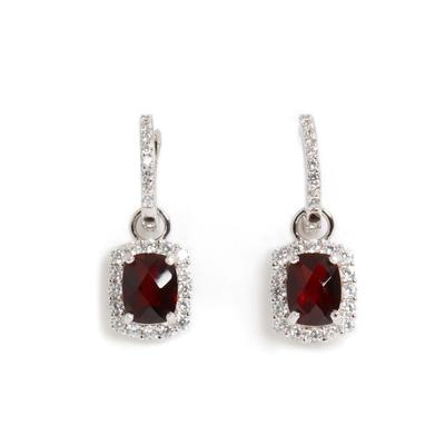 Wunderschöne elegante einzigartige Design Januar Geburtsstein Natürlicher Granat spezieller Schliff Edelstein Ohrringe Damen 925 Silber Schmuck Geschenk