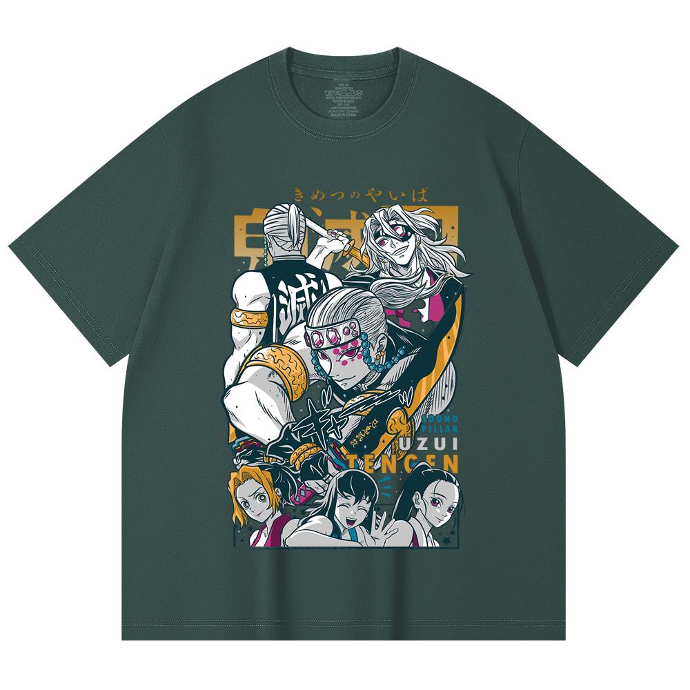 230 Gsm 100% Cotton Demon Slayer V65 Uzui Print Unisex Heavy Cotton T Shirt
