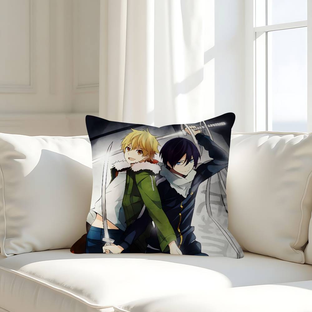 N-Noragami Anime Kissenbezüge Cartoon Sofa Dekorative Zuhause Doppelseitiger Druck Kurzer Plüsch Niedlicher Kissenbezug