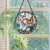 2D Flat, 1pc Butterflies & Flowers Round 7.87in Glass Suncatcher, Colorful Butterflies & Flowers Print Window Hanging Ornament, Vibrant Nature Home