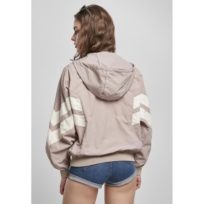 Sweatshirt - Urban Classics - Crinkle Batwing - Rose/blanc - Manches longues - Col capuche