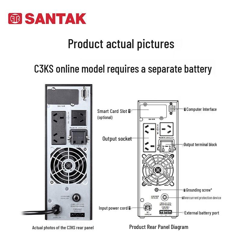 SANTAK C3KS(G7) 3KVA/3KW Online UPS Host CN plug (adapter included)