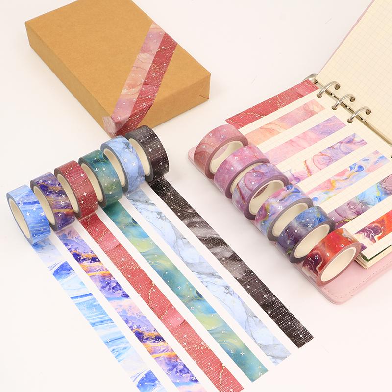 2023 NEW 1X 10M Decor Colorful Galaxy Cloud Silver Stars Washi Tape Set for Scrapbooking Planner Masking Tape papelería kawaii