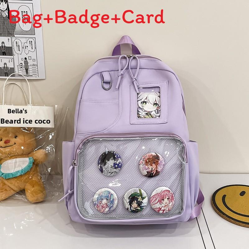 Nylon Large Capacity College Style Backpack With Design For Girls Student Commuting