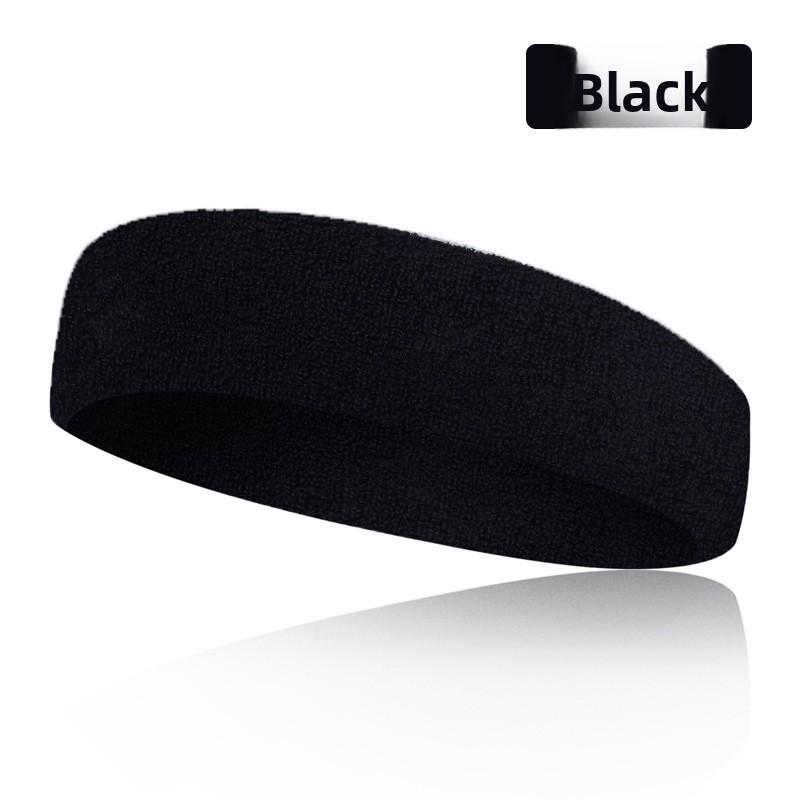 Sports headband for running, sweat-absorbing headband, outdoor yoga hairband, solid color anti-sweat headscarf, fitness elastic sweat-wicking band Black