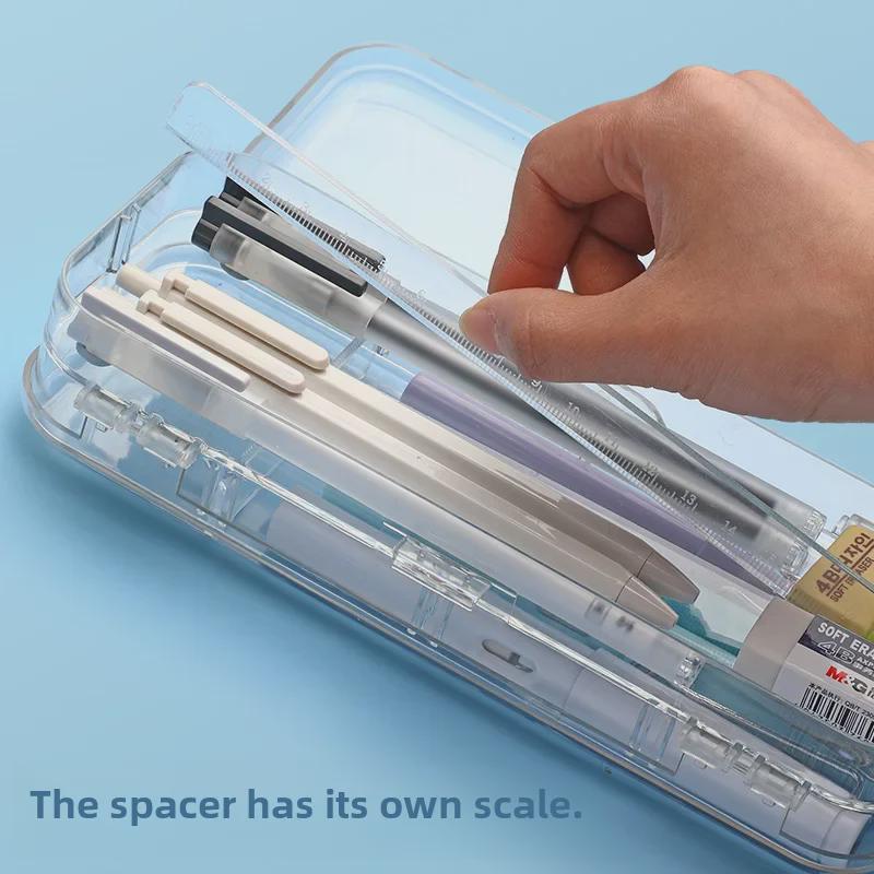 Chenyu Double-Zip Transparent Pencil Case - Large Capacity, Simple, Cute Japanese Style for Middle School Students