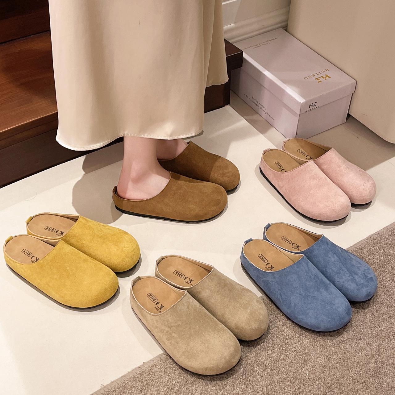 

Thick-soled Birkenstocks women s 2025 new spring and summer one-pedal bag head half slippers women wear ugly and cute Boken cool slippers 35