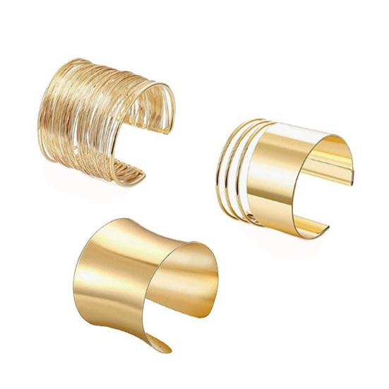 3Pcs/Set Arm Bracelets, C-Shaped Adjustable Open Bangles, Metal Electroplated Stackable Arm Cuffs, Metal Electroplated Bracelets for Women