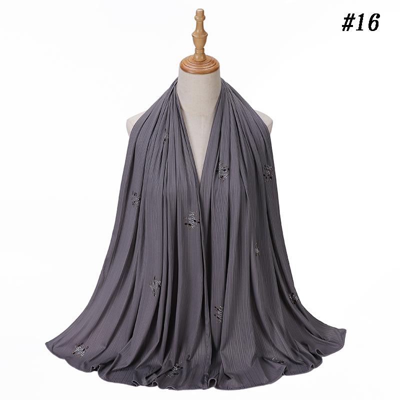 Ribbed Jersey Hijab Soft Breathable Stretch Scarf Shiny Sequins Muslim Shawls Wraps Islamic Headscarf Foulard