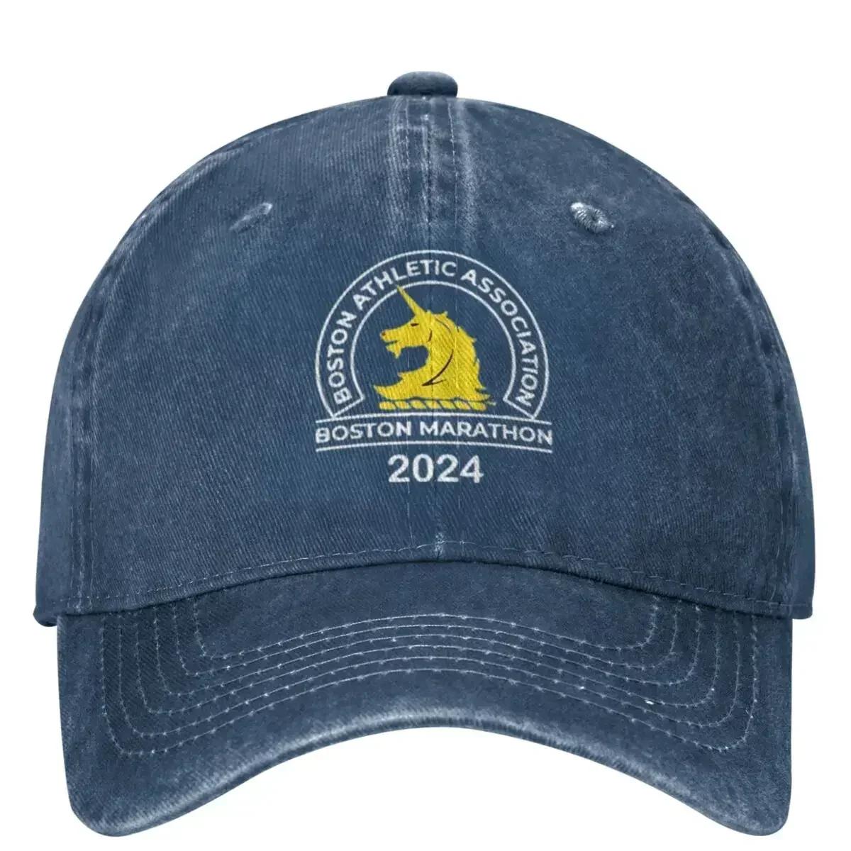 BIPIPOP CAP Vintage Boston Marathon 2024 Baseballpetten Mannen Vrouwen Verweerd Denim Gewassen Hoofddeksel Buiten Alle Seizoenen Reizen Pet One Size