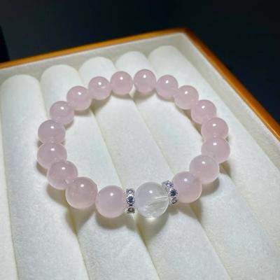 Zartrosa Kristall Perlen Stretch Armband für Damen - Beste Freundin Schmuck Geschenk