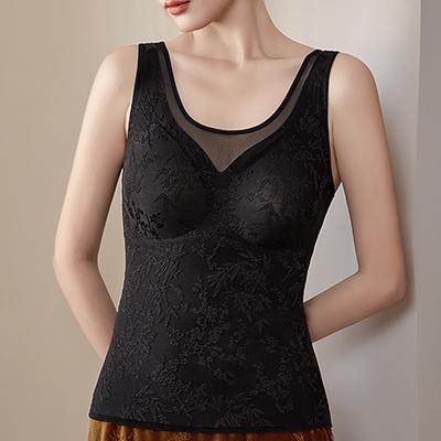 Lace Warmvest With Chest Pad Women's Fleece-Lined Warm Bra Underwear Autumn/Winter Warmest Clothing Base Layer