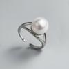 Anelli in Argento Sterling 925 per Donne Coppia Minimalista Fatti a Mano Semplice Anello con Sfera di Perla Grande Gioielli Raffinati Regalo Previene Allergie