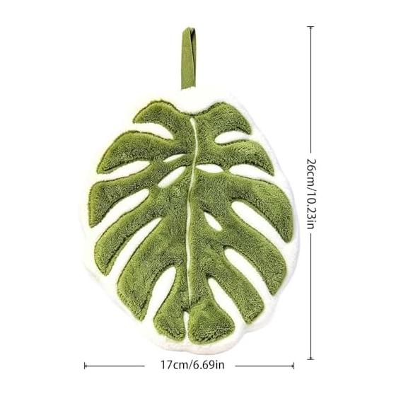 Leaf-shaped plant pattern towel - Portable coral fleece absorbent towel | For kitchen, bath and toilet - Absorbent and quick drying, versatile for