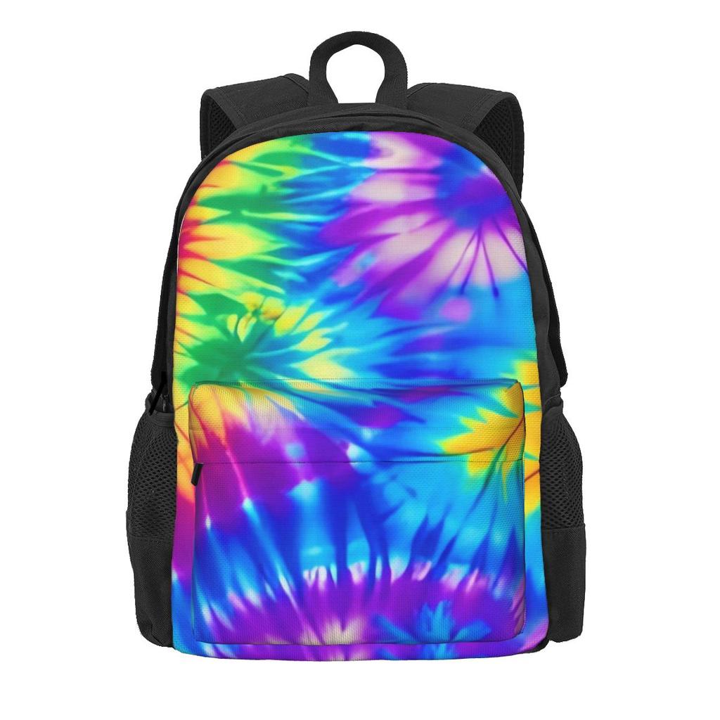 Blue Tie Dye Backpack Abstract Art Print Camping Backpacks Women Men Kawaii School Bags High Quality Breathable Rucksack
