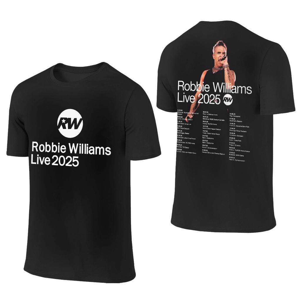 Robbie Williams Live 2025 Tour Concert Apparel Men Women T Shirt Cotton Tee Graphic Printing  T-shirt Clothing